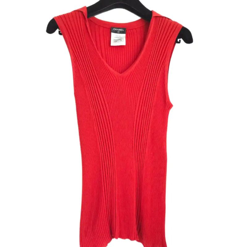 Chanel Chanel Red Striped Cotton Summer Top 0089 Size S / US 4 / IT 40 - 1 Thumbnail