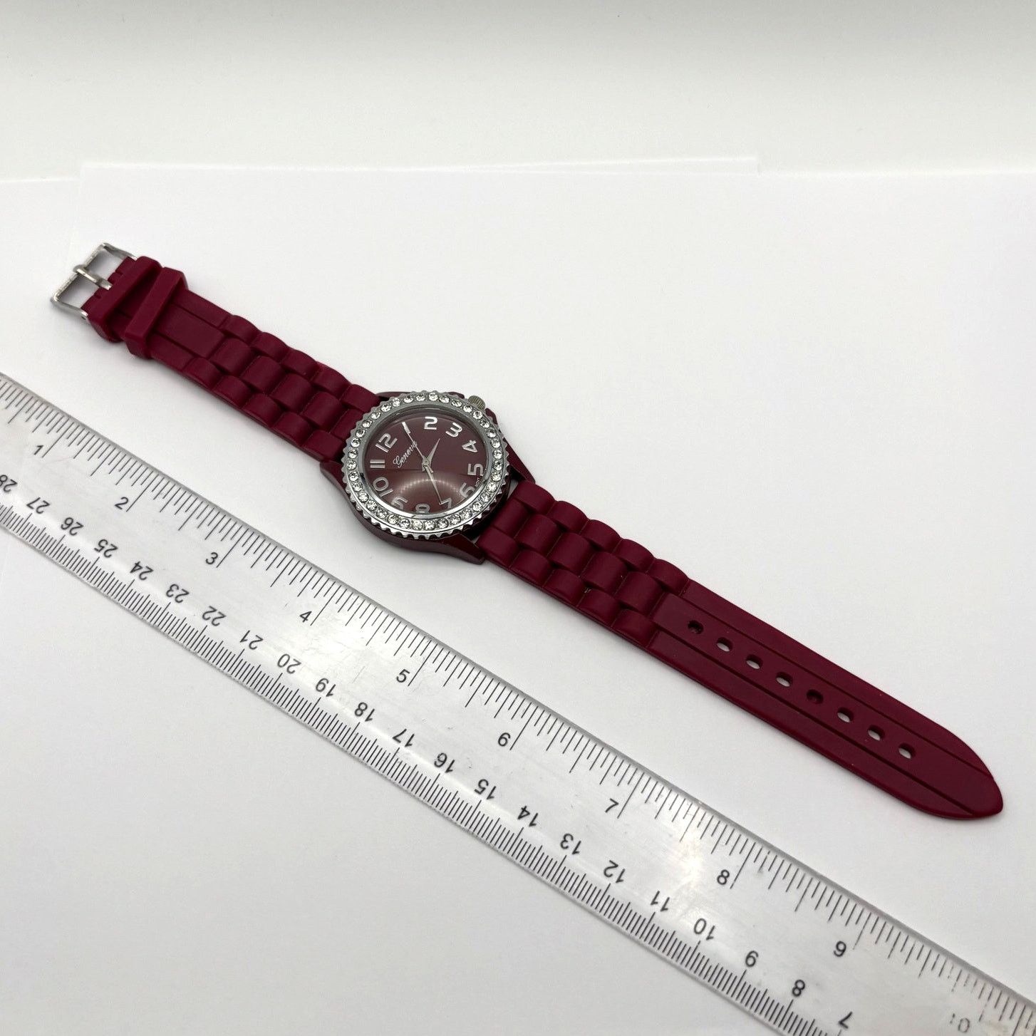 Geneva Silver & Burgundy Men's Watch Size ONE SIZE - 4 Thumbnail