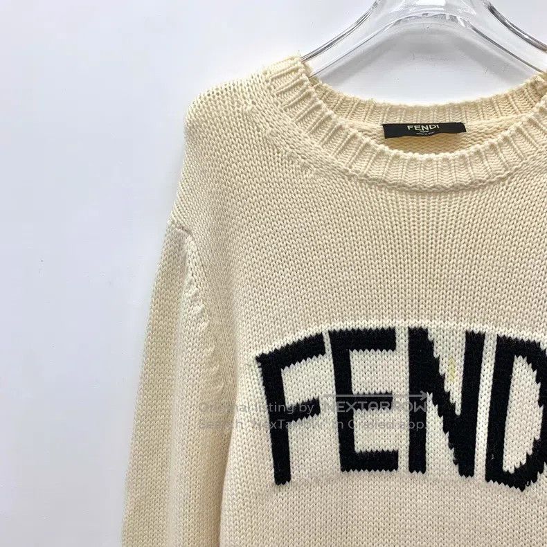 Fendi Fendi Ivory Logo Letter Embroidered Wool Crew Neck Long Sl Size US M / EU 48-50 / 2 - 3 Thumbnail