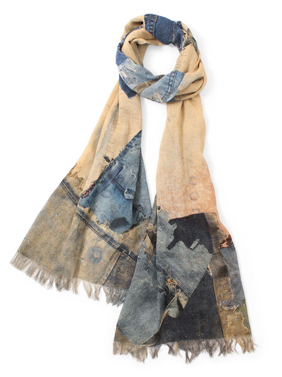 Kapital Kapital Rayon Fringe Scarf KAYO HUESO denim map Size ONE SIZE - 1 Thumbnail