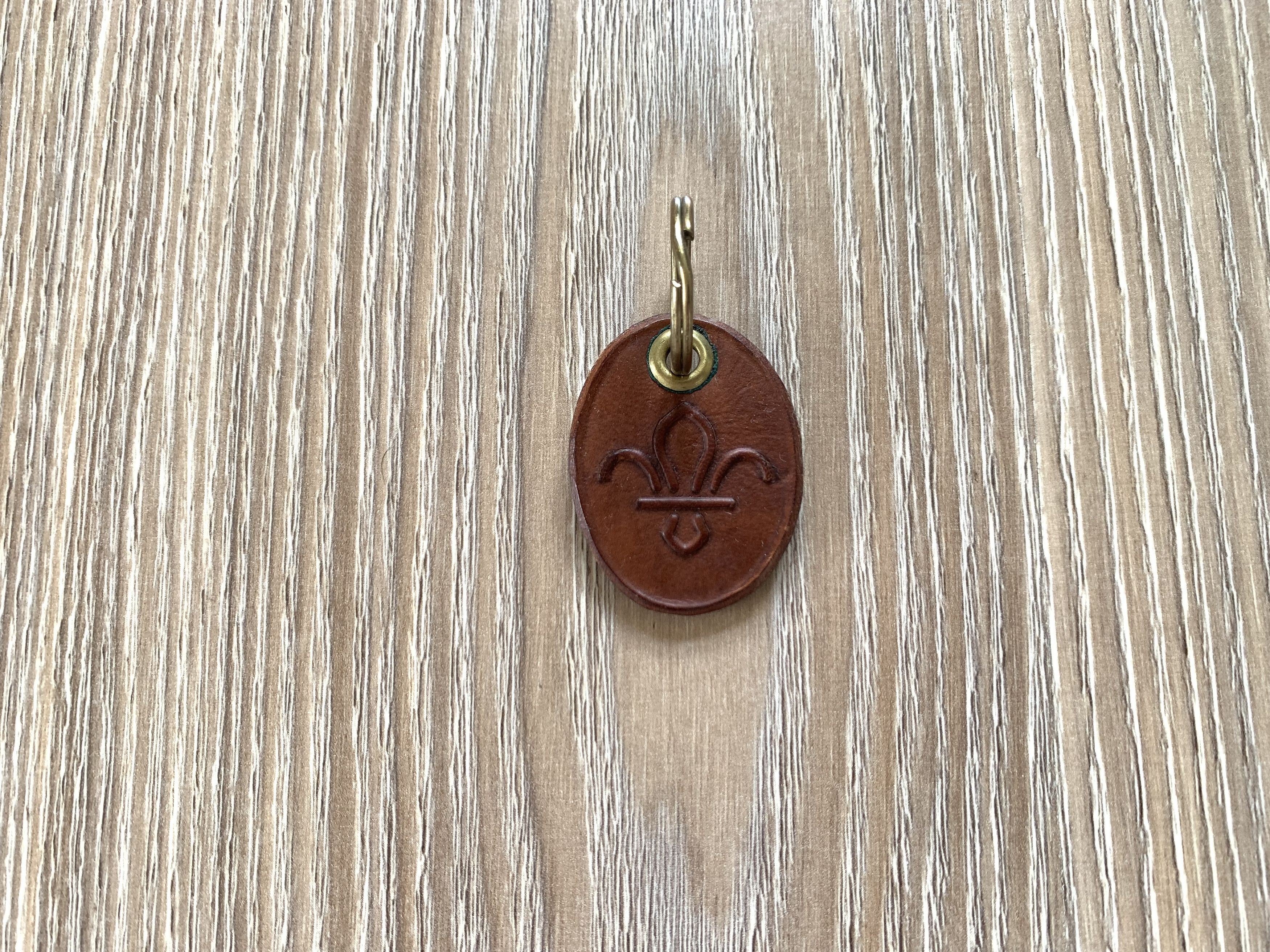 Handmade Leather Keychain With Lilly Embossing Size ONE SIZE - 1 Thumbnail