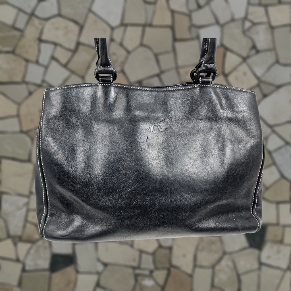 Vintage Kitamura Leather Tote Shoulder Handbag Purse Black Women Large Tote Leather Black 14x9.5x4.5 Womens Size ONE SIZE - 1 Thumbnail