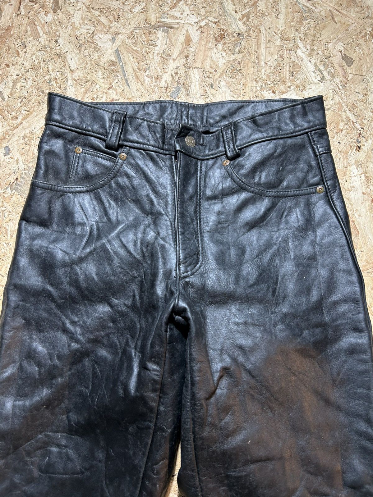 Schott Schott Perfecto Black Leather Pants Size US 31 - 2 Thumbnail