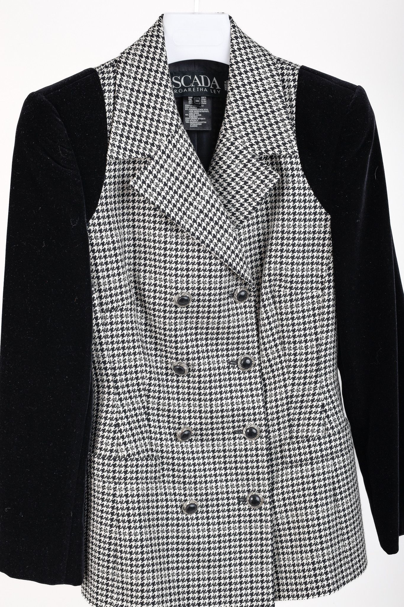 Escada Escada Vintage Houndstooth Double Breasted Velvet Blazer Size M / US 6-8 / IT 42-44 - 3 Thumbnail