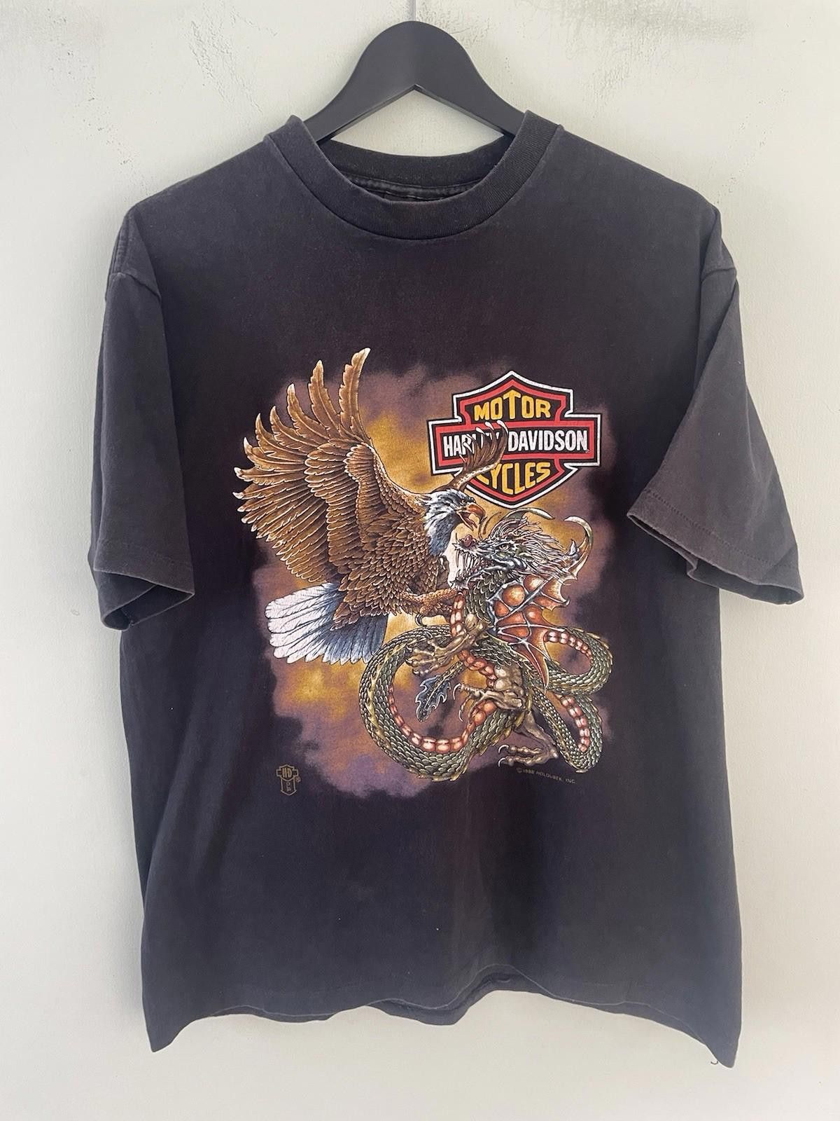 Harley Davidson Vintage 1988 Harley Davidson Eagle Dragon Graphic T Shirt Size US L / EU 52-54 / 3 - 1 Thumbnail
