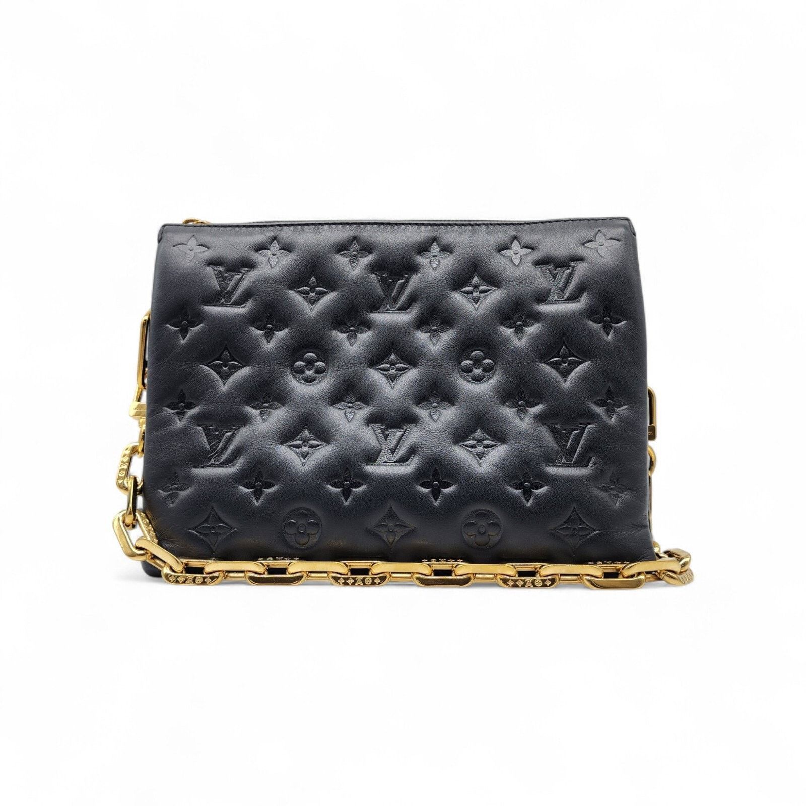Louis Vuitton Coussin Mm Monogram Leather Shoulder Bag Clutch In Black, Women's