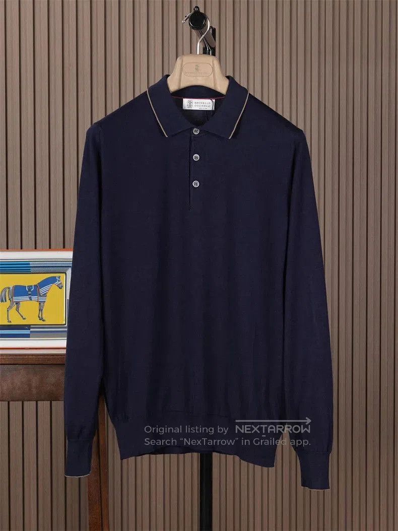 Brunello Cucinelli Brunello Cucinelli Men's Long Sleeve Polo. Size US M / EU 48-50 / 2 - 1 Thumbnail