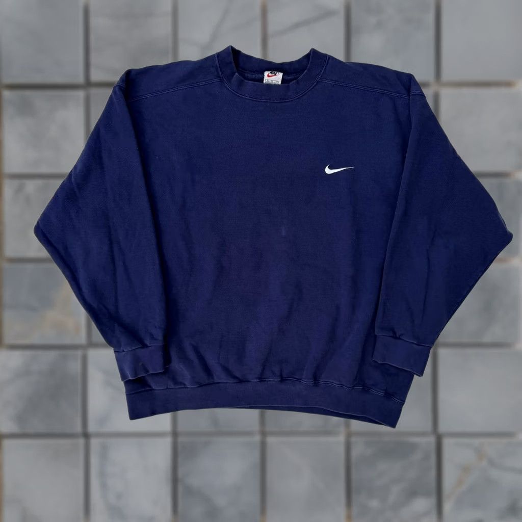 Nike VINTAGE Nike Sweatshirt Mens XL Blue Fleece Crewneck Pullover Swoosh Logo Size US XL / EU 56 / 4 - 1 Thumbnail