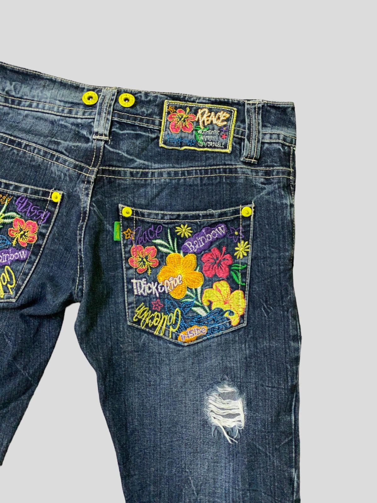 Designer × Japanese Brand × Vintage Distress Denim Hapipiness Embroidery Design Size US 30 / EU 46 - 10 Thumbnail