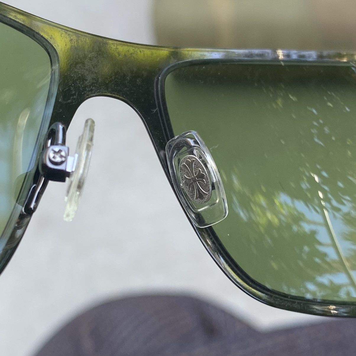 Chrome Hearts Chrome Hearts Deviant II Brown Arms Green Lense Sunglasses Size ONE SIZE - 8 Thumbnail