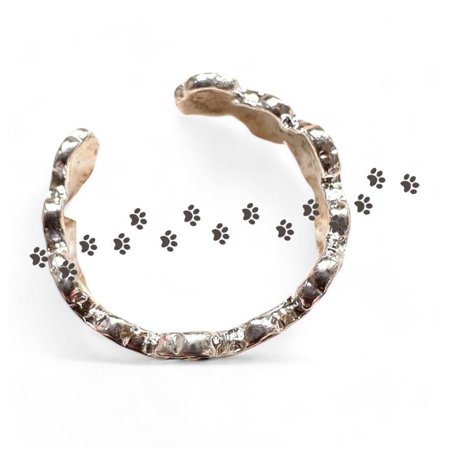 Handmade Paw Print Ring New Silver Black Dogs Cats Animal Rescue Pet Size ONE SIZE - 9 Thumbnail