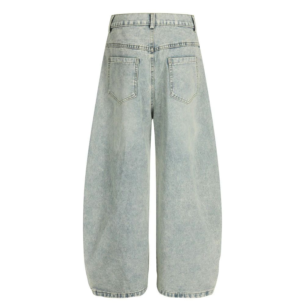Jean Loose men's punk washed distressed graffiti scimitar jeans Size US 32 / EU 48 - 2 Thumbnail