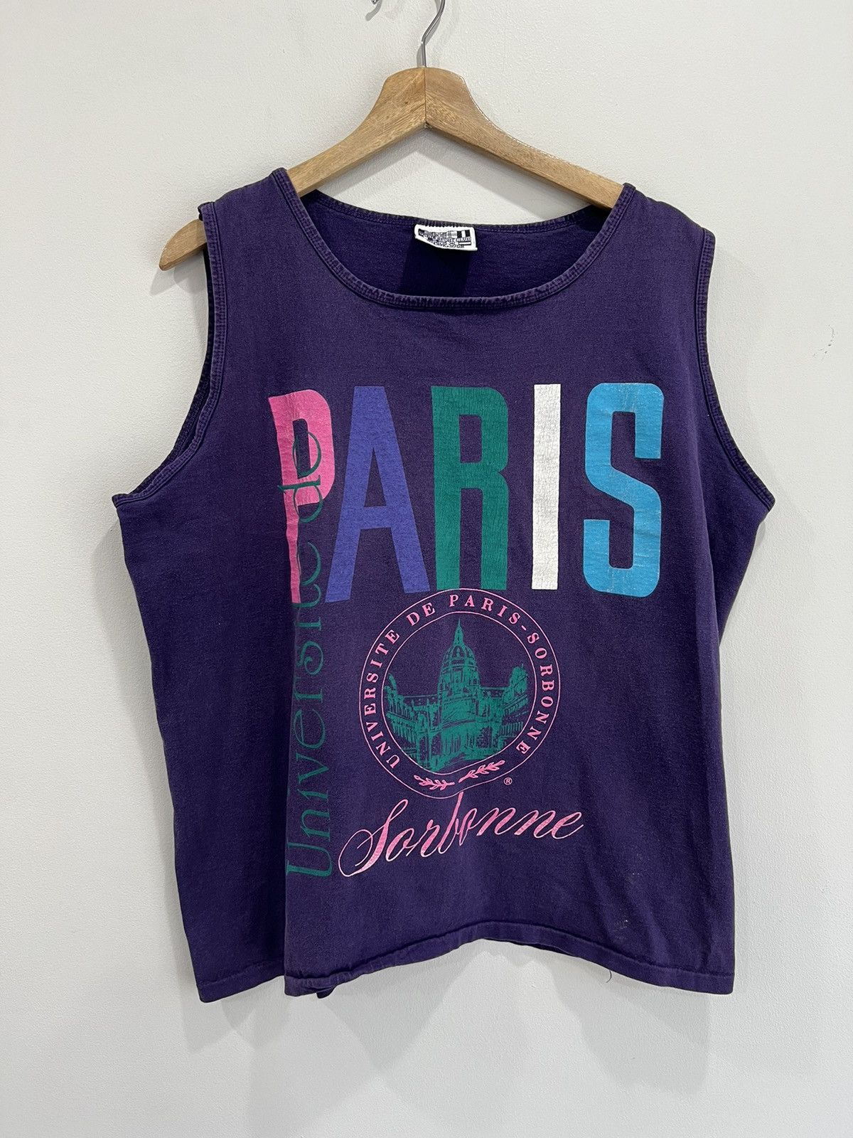 Vintage Paris University Tank Top Shirt sleeveless Size US M / EU 48-50 / 2 - 1 Thumbnail
