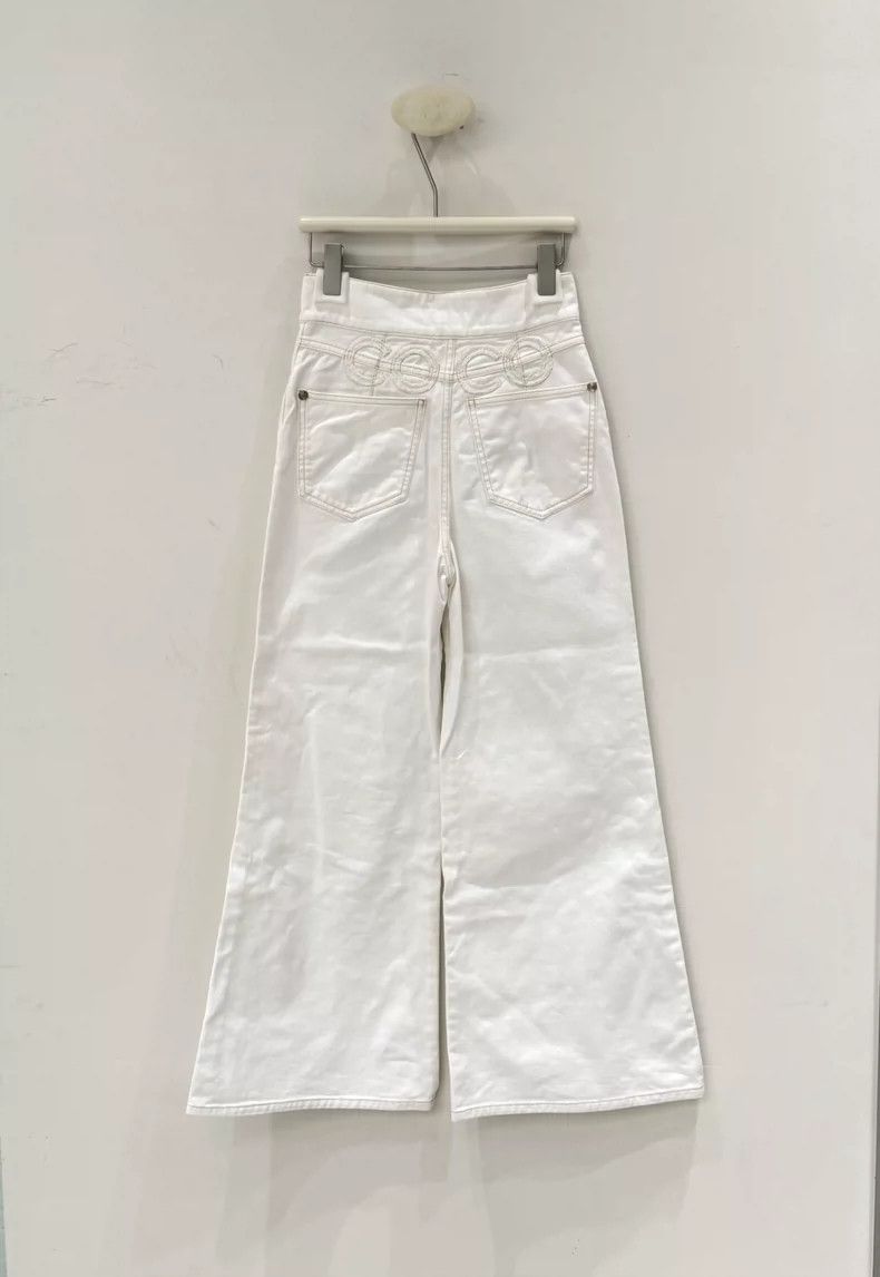 Chanel Chanel White denim wide-leg trousers Size 24" / US 00 / IT 34 - 2 Thumbnail