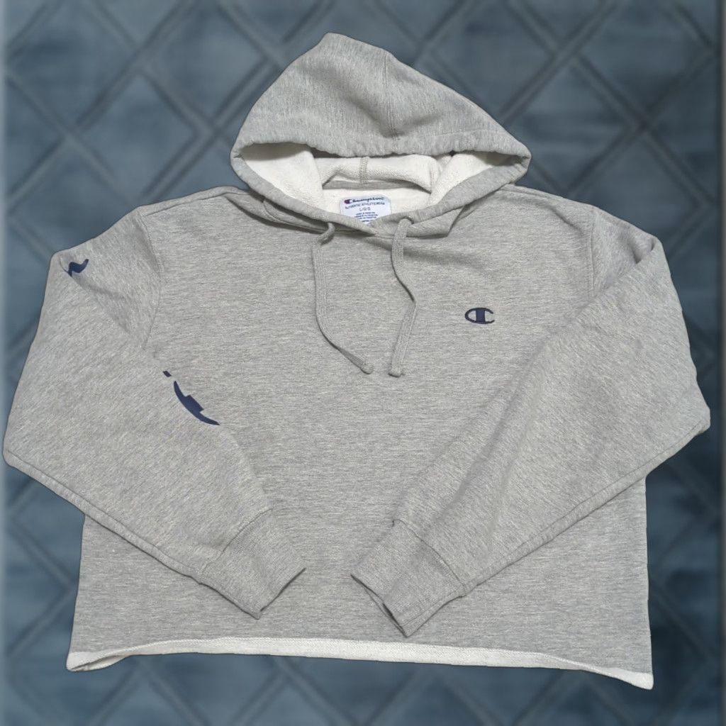 Champion Champion Hoodie Womens Large Gray Sweatshirt Pullover Knit Activewear Logo Embroidered Regular Cotton Size L / US 10 / IT 46 - 1 Thumbnail