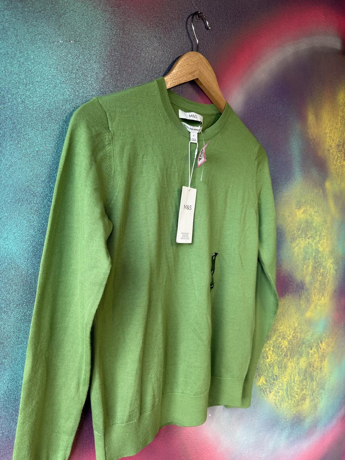 Other M&S Pure Merino Wool-crew neck jumper -acid lime green Size US M / EU 48-50 / 2 - 3 Thumbnail