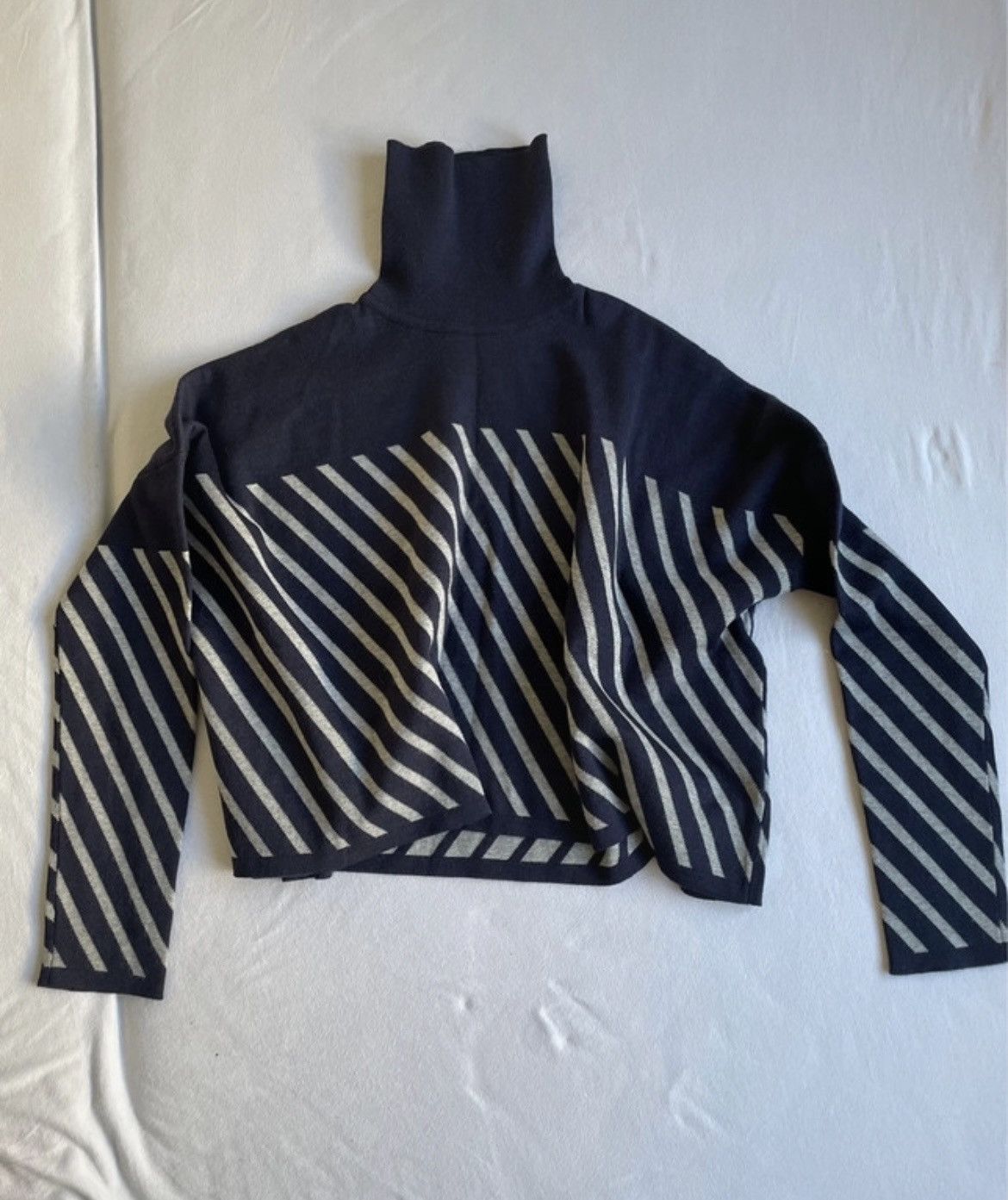 image of Jean Paul Gaultier Striped Knit With Turtle Neck in Blue, Women's (Size Small)