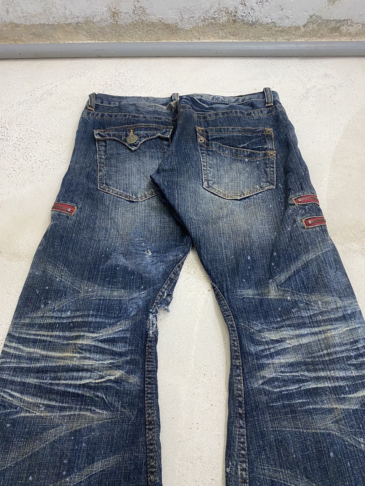 GOSTAR DE FUGA × Japanese Brand Vintage Rattle Rap Unique Faded Wash Zipper Accents Ripped Size US 33 - 16 Thumbnail