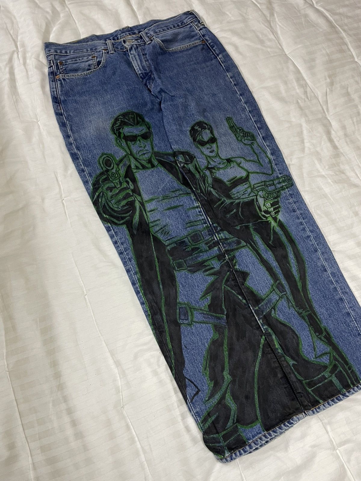 Handmade Vintage Custom Hand Made Matrix Custom Jeans Denim Size US 32 / EU 48 - 3 Thumbnail