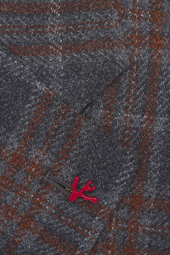Isaia o1mtch0225 Windowpane Plaid Sportcoat in Grey/Orange Size US XL / EU 56 / 4 - 5 Thumbnail