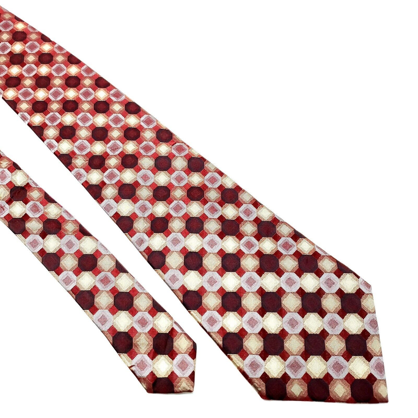 Van Heusen Van Heusen Silk Tie Woven Red Geometric Wide Size ONE SIZE - 1 Thumbnail