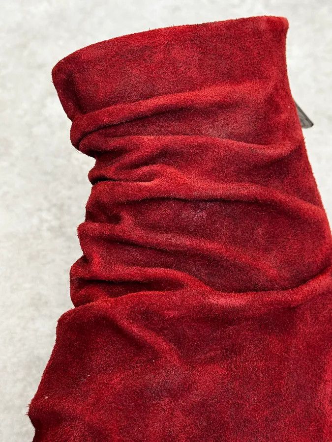 The Last Conspiracy The Last Conspiracy Red Eroded Folded Suede Boots Size US 8 / EU 41 - 5 Thumbnail