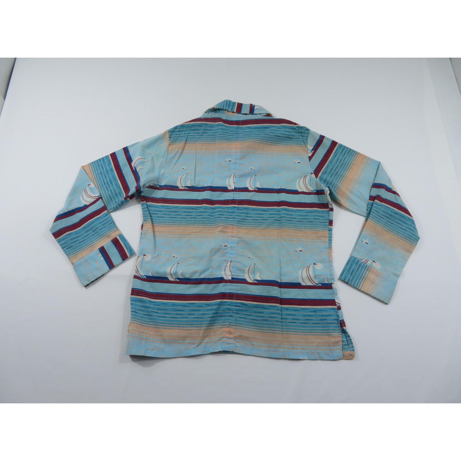 Other Land Lubber Hawaiian Shirt, Blue, Made in Hawaii Sz M 1970s Size L / US 10 / IT 46 - 2 Thumbnail