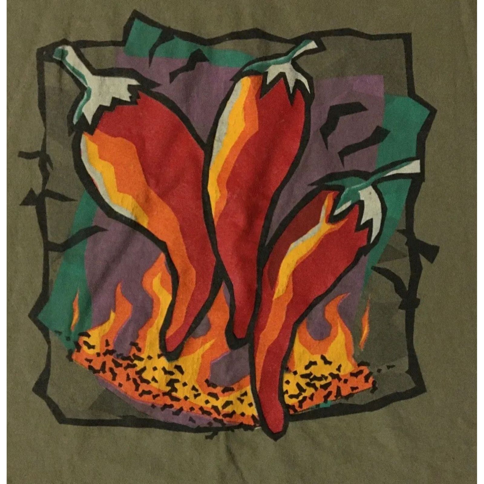 Vintage Vintage 90s Chili Pepper Faded Distress Shirt XL Flames Fire Skate Surf Grunge Punk Size US XL / EU 56 / 4 - 2 Thumbnail
