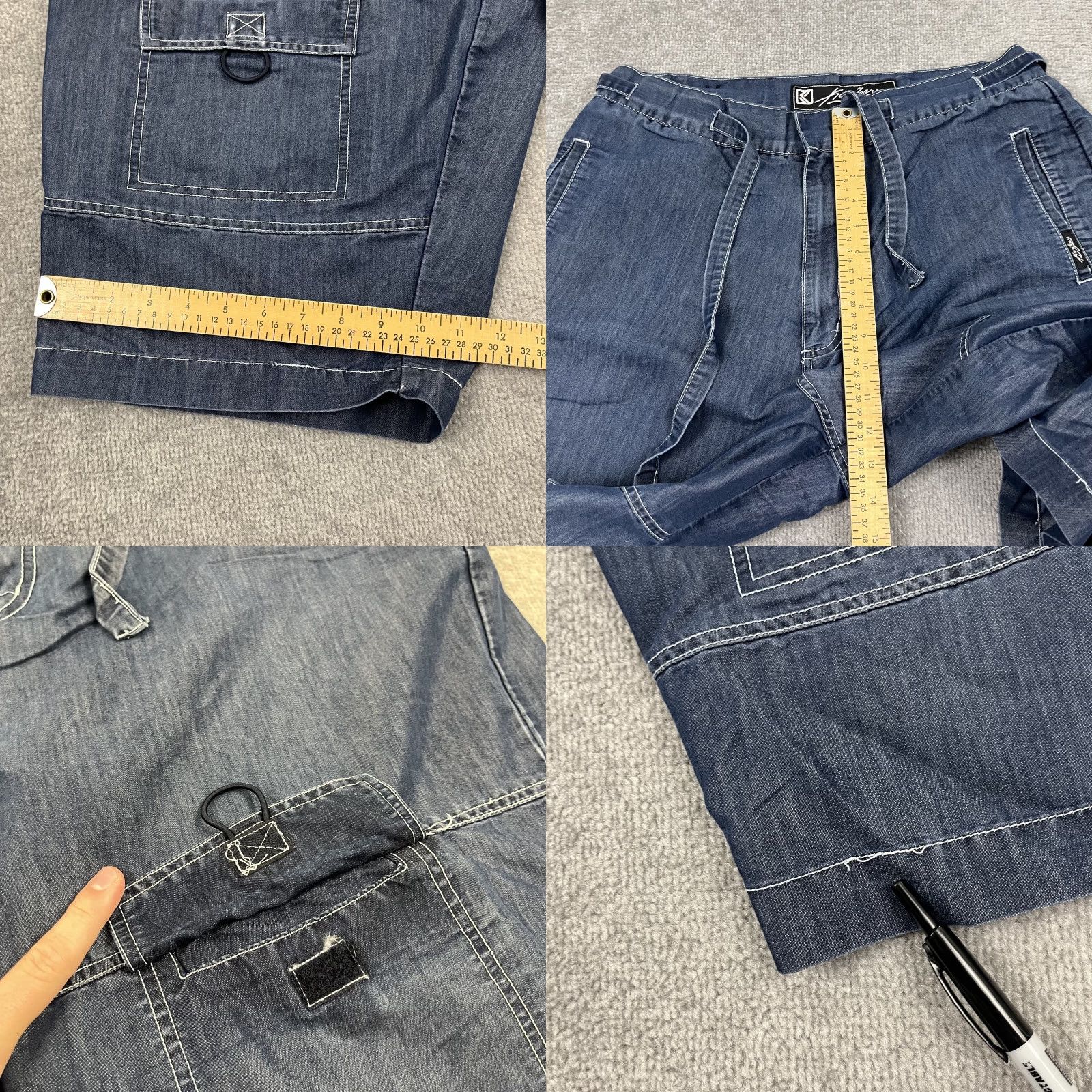 Vintage Kani VTG Jean Shorts Jort Mens 34 / 18" Chambray Blue Wide Leg Cargo Hip Hop Y2K Size US 34 / EU 50 - 8 Thumbnail