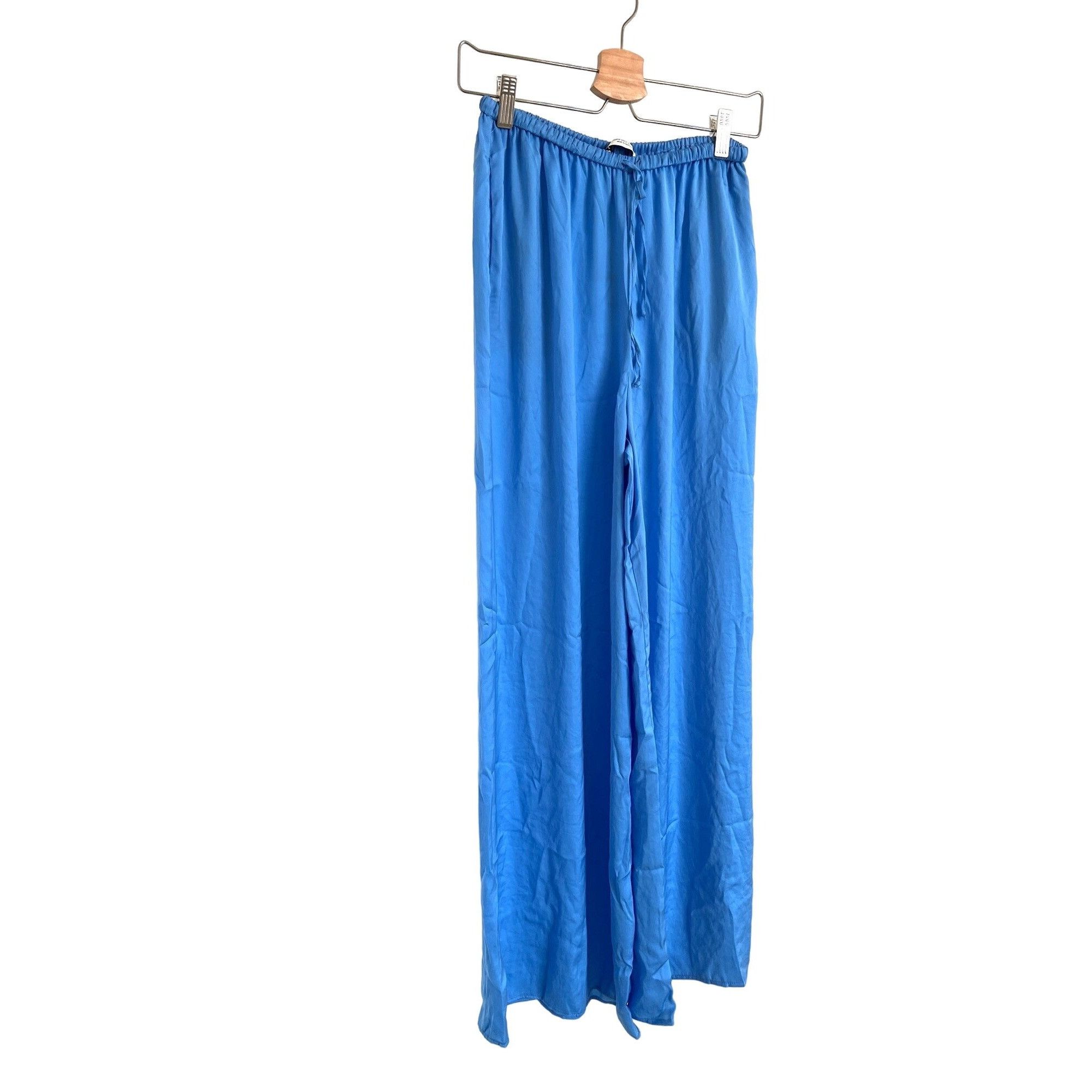 Zara Zara Light Blue Silky Wide-Leg Palazzo Pants Size 27" / US 4 / IT 40 - 2 Thumbnail