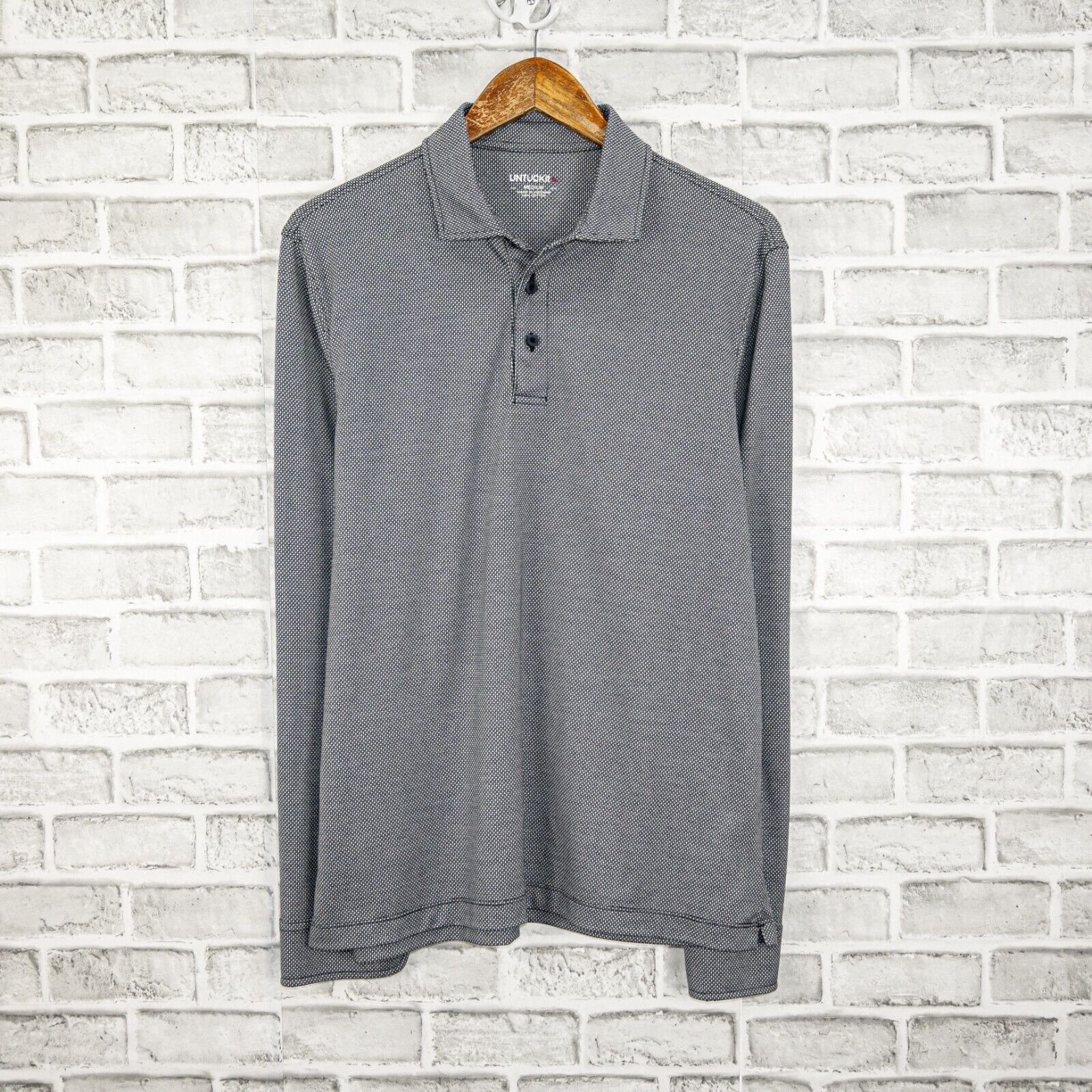 UNTUCKit UNTUCKit Long Sleeve Polo Shirt In Gray diamond print Gray Size US M / EU 48-50 / 2 - 2 Thumbnail