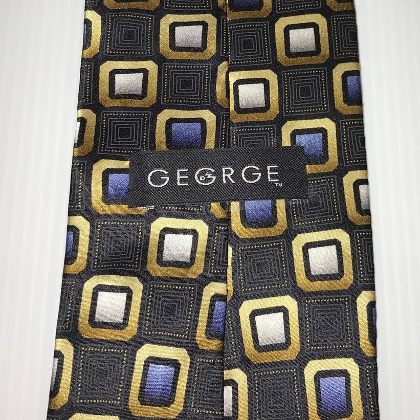 George George Square Pattern Silk Necktie Size ONE SIZE - 3 Thumbnail