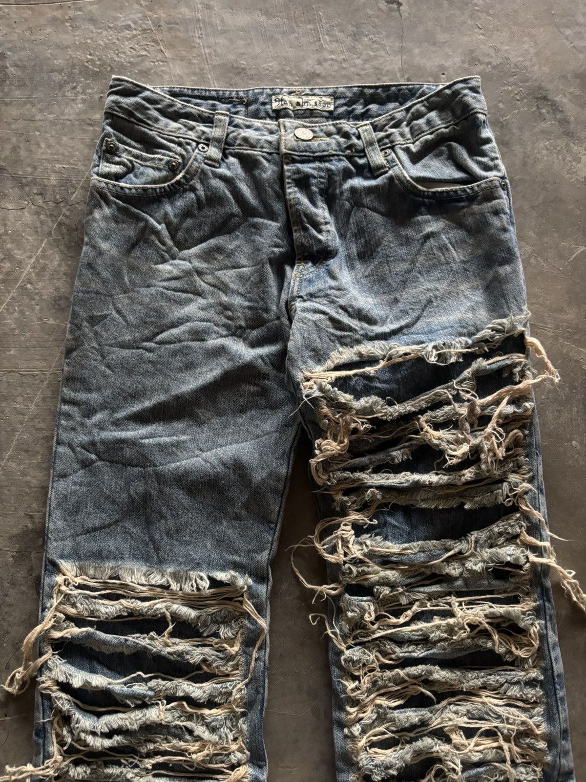 Japanese Brand HAN AHN SOON skinny slim flare distressed japanese punk vkei Size US 26 / EU 42 - 2 Thumbnail