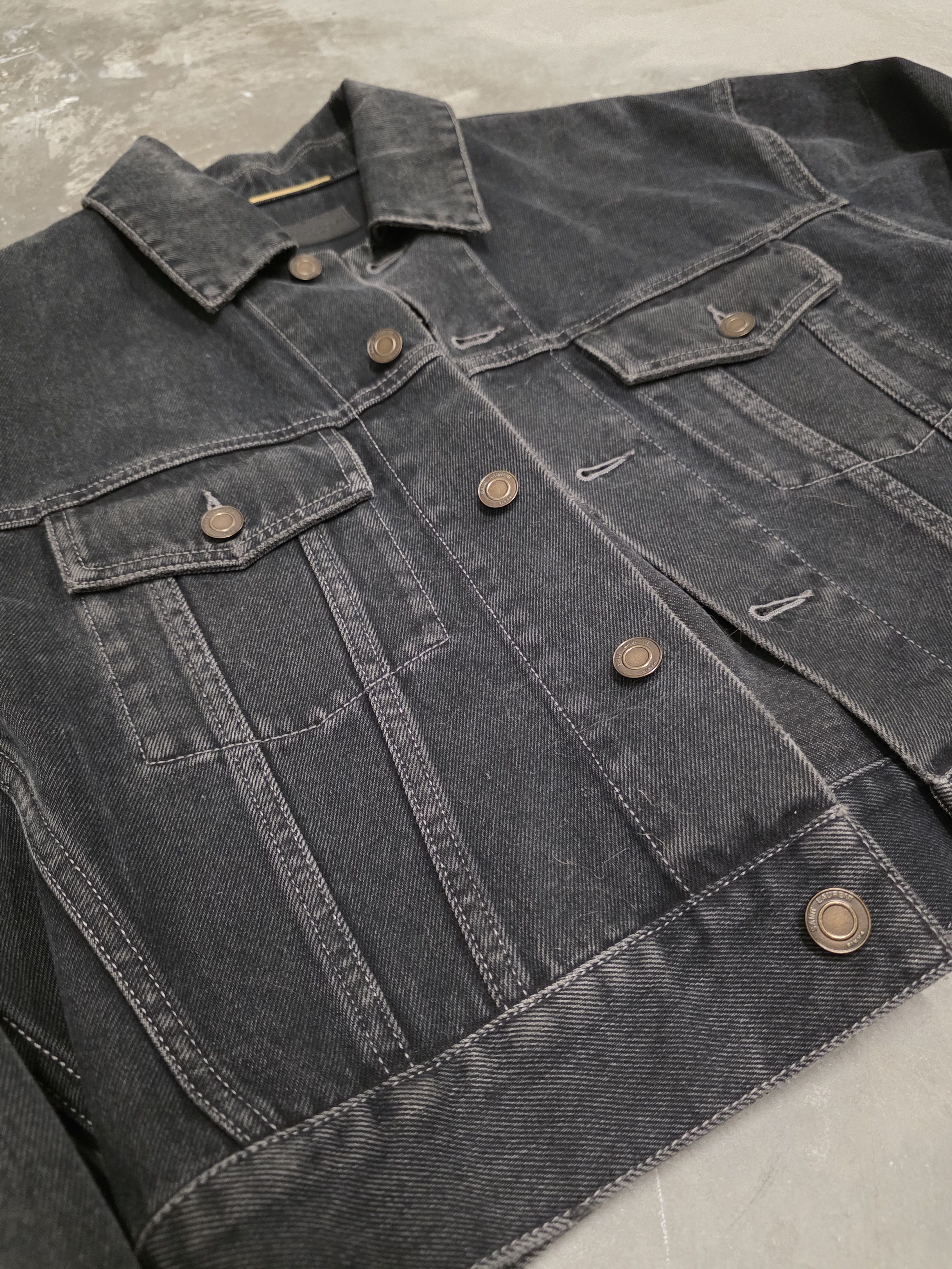 Saint Laurent Paris SLP Neo 80s Black Denim Jacket Size S / US 4 / IT 40 - 3 Thumbnail