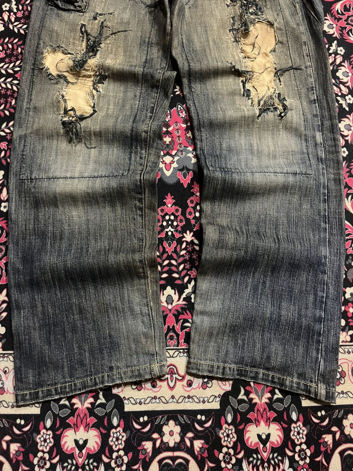 MasterPiece ⚡️Destroy⚡️Masterpiece Tactical Cargo Trashed Double Knee Jean Size US 33 - 10 Thumbnail