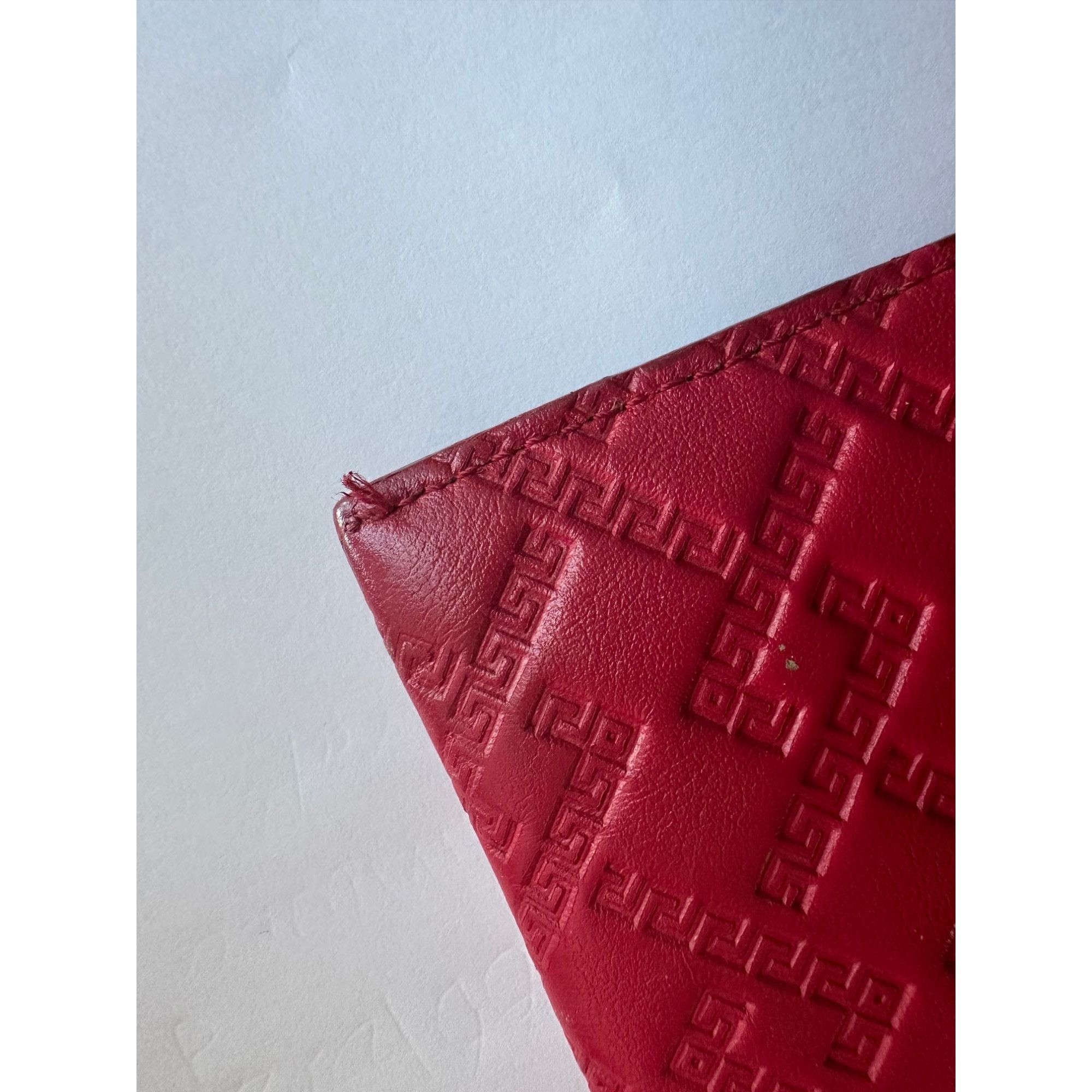 Versace Versace Large Red Logo Print Leather Wristlet Clutch Size ONE SIZE - 14 Thumbnail