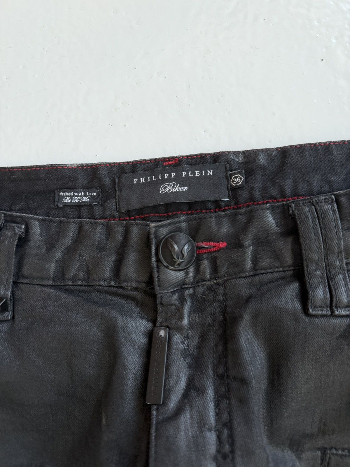 Philipp Plein Philipp Plein born&raised distressed waxed biker denim Size US 36 / EU 52 - 18 Thumbnail