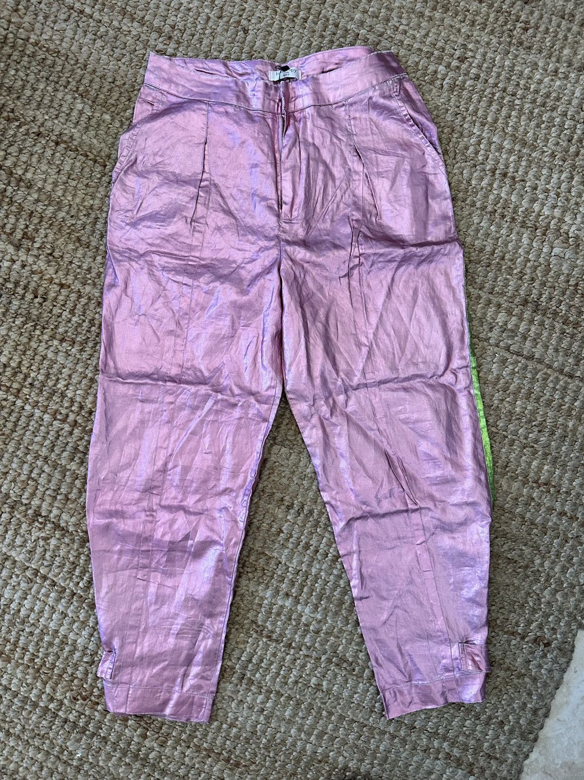 Other LANTROPY GRAMERCY METALLIC LINEN PANTS - PINK W/LIME SIZE 4 Size 27" / US 4 / IT 40 - 5 Thumbnail