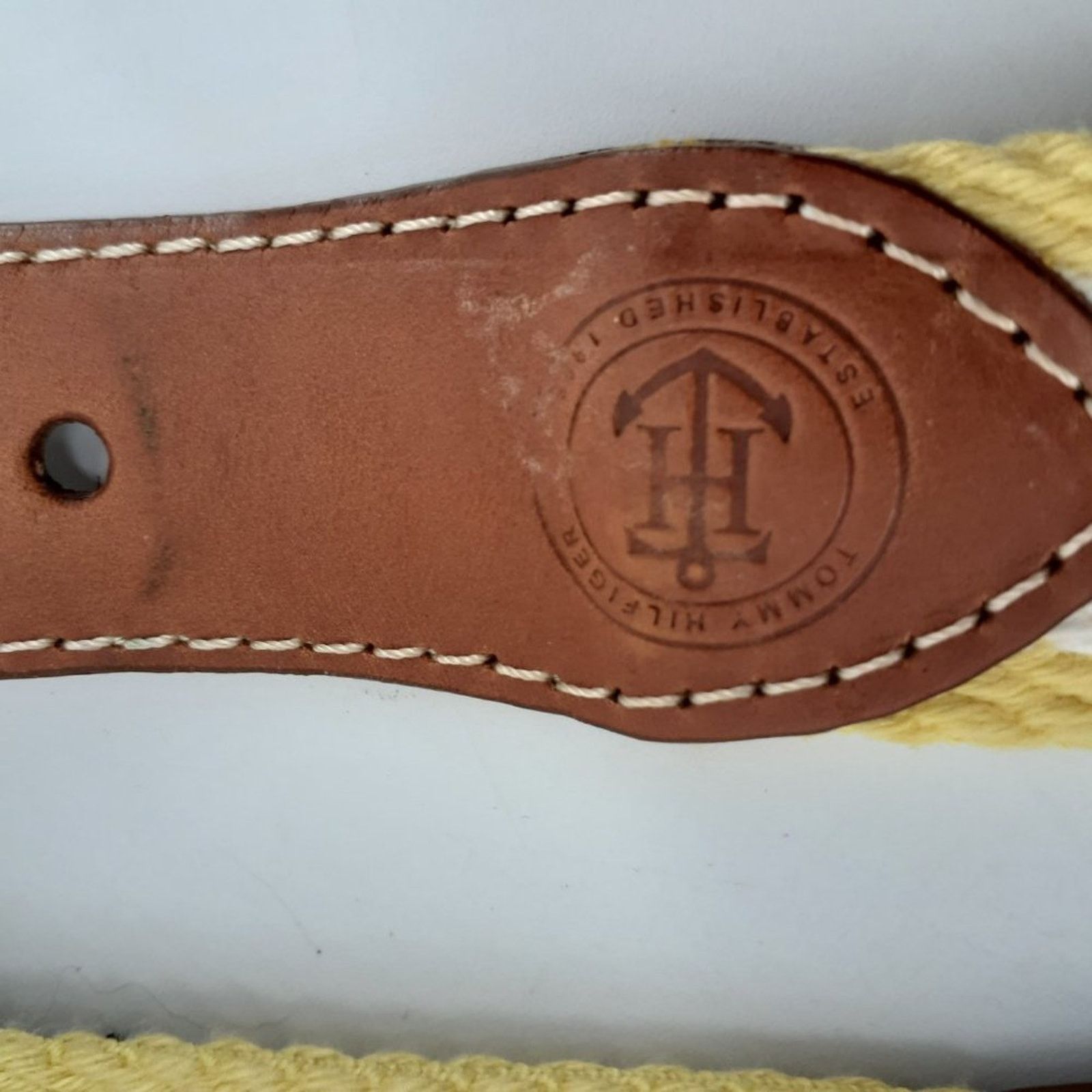 Tommy Hilfiger Tommy Hilfiger Striped Hub Yellow White Brown Leather Cotton Size ONE SIZE - 5 Thumbnail