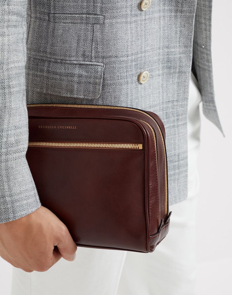Brunello Cucinelli o1la1rc1a0326 Size: OS / Calfskin Beauty Case in Brown Size ONE SIZE - 4 Thumbnail