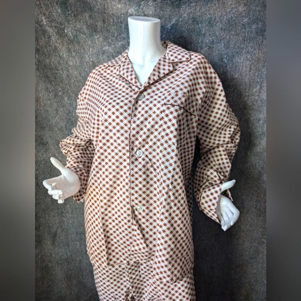 Designer Men's Vintage 80s Alexander's Checkered Pajamas Loungewear Size ONE SIZE - 2 Thumbnail