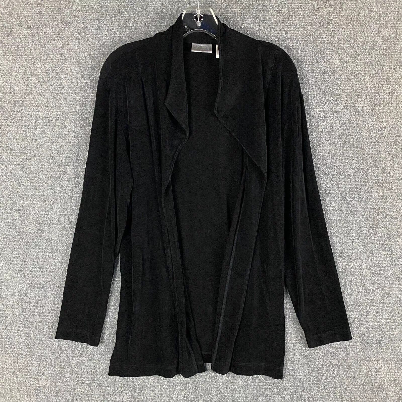 Chicos Chico's Travelers Cardigan Women's 3 Black Acetate Blend Size ONE SIZE - 1 Thumbnail