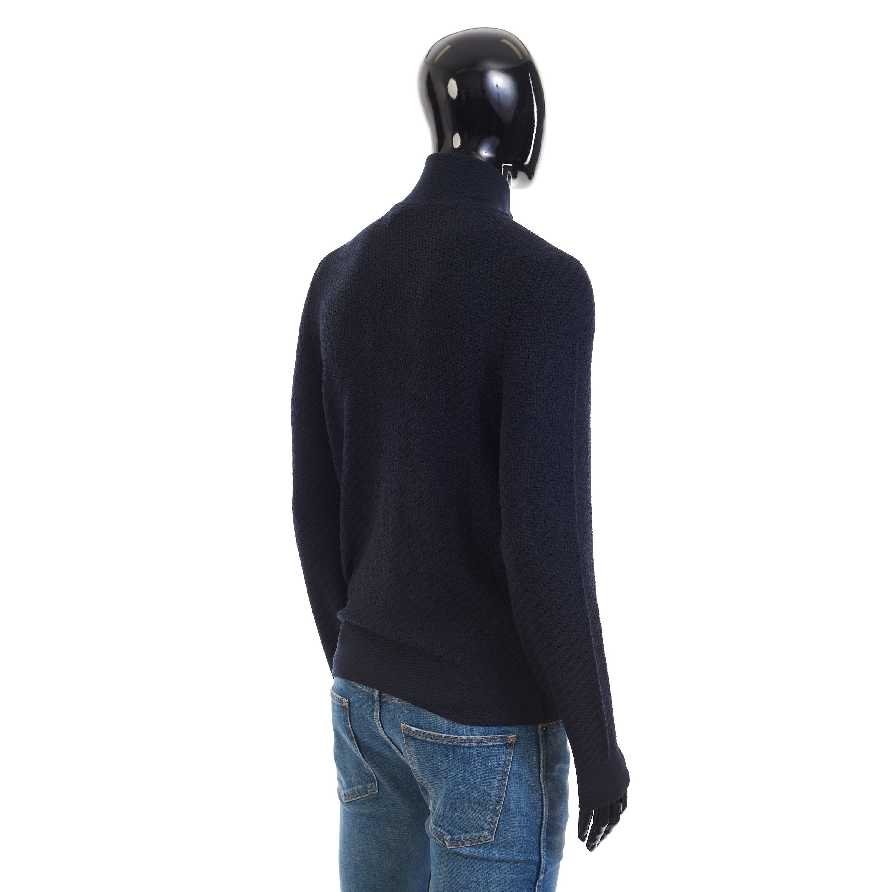 Brioni Navy Blue Full Zup Up Sweater - Regimental Knit Motif Size US M / EU 48-50 / 2 - 5 Thumbnail