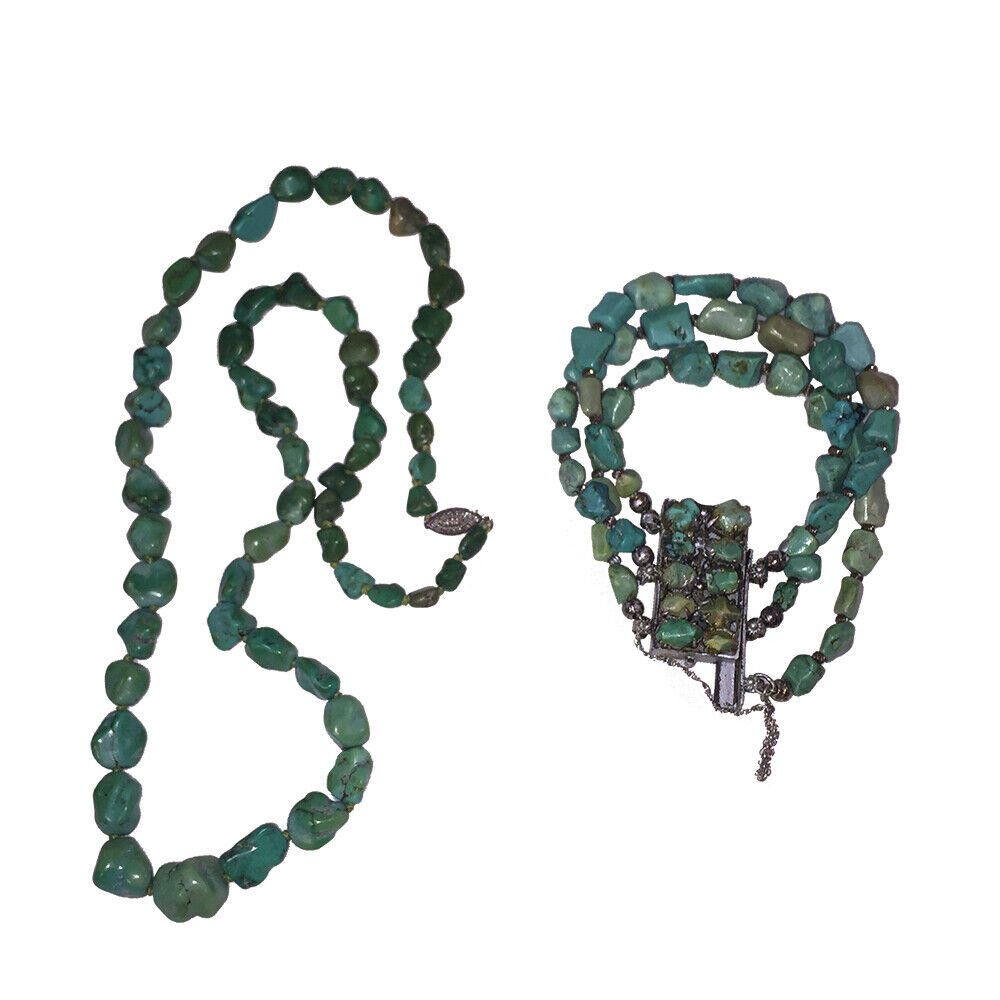 Designer Chinese Art Deco Turquoise Necklace & Bracelet Set Size ONE SIZE - 1 Thumbnail