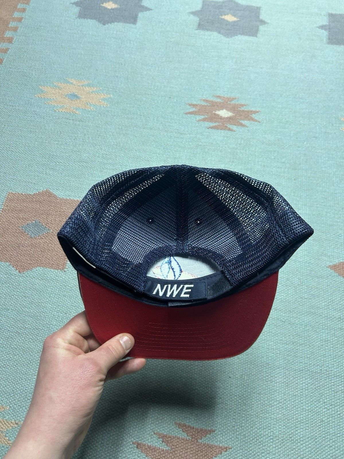 Vintage Vintage strapback trucker hat mesh NWE embroidered logo blue Size ONE SIZE - 4 Thumbnail