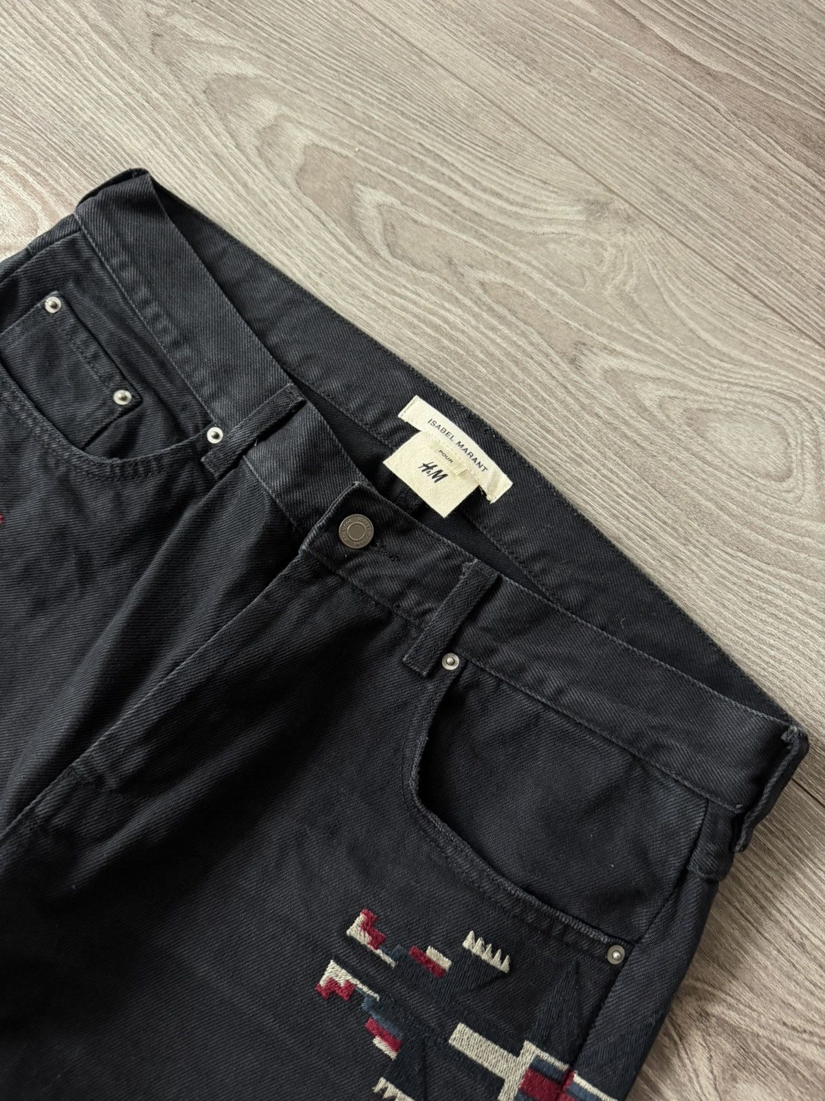 Isabel Marant Isabel Marant x H&M Embroidered Western Black Denim Jeans Size US 33 - 13 Thumbnail