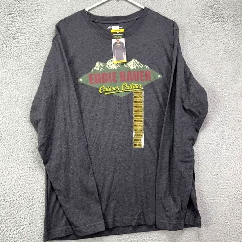 Eddie Bauer Eddie Bauer T-Shirt Mens Medium Asphalt Ridge Grey Graphic Long Sleeve Tee NEW Size US M / EU 48-50 / 2 - 3 Thumbnail