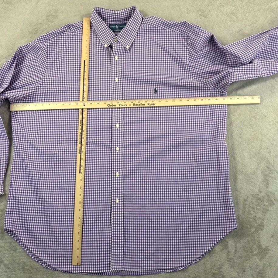 Polo Ralph Lauren VINTAGE Polo Ralph Lauren Oxford Shirt Purple Gingham Check Men 3XLT Tall Classic Pony Size US XXL / EU 58 / 5 - 5 Thumbnail