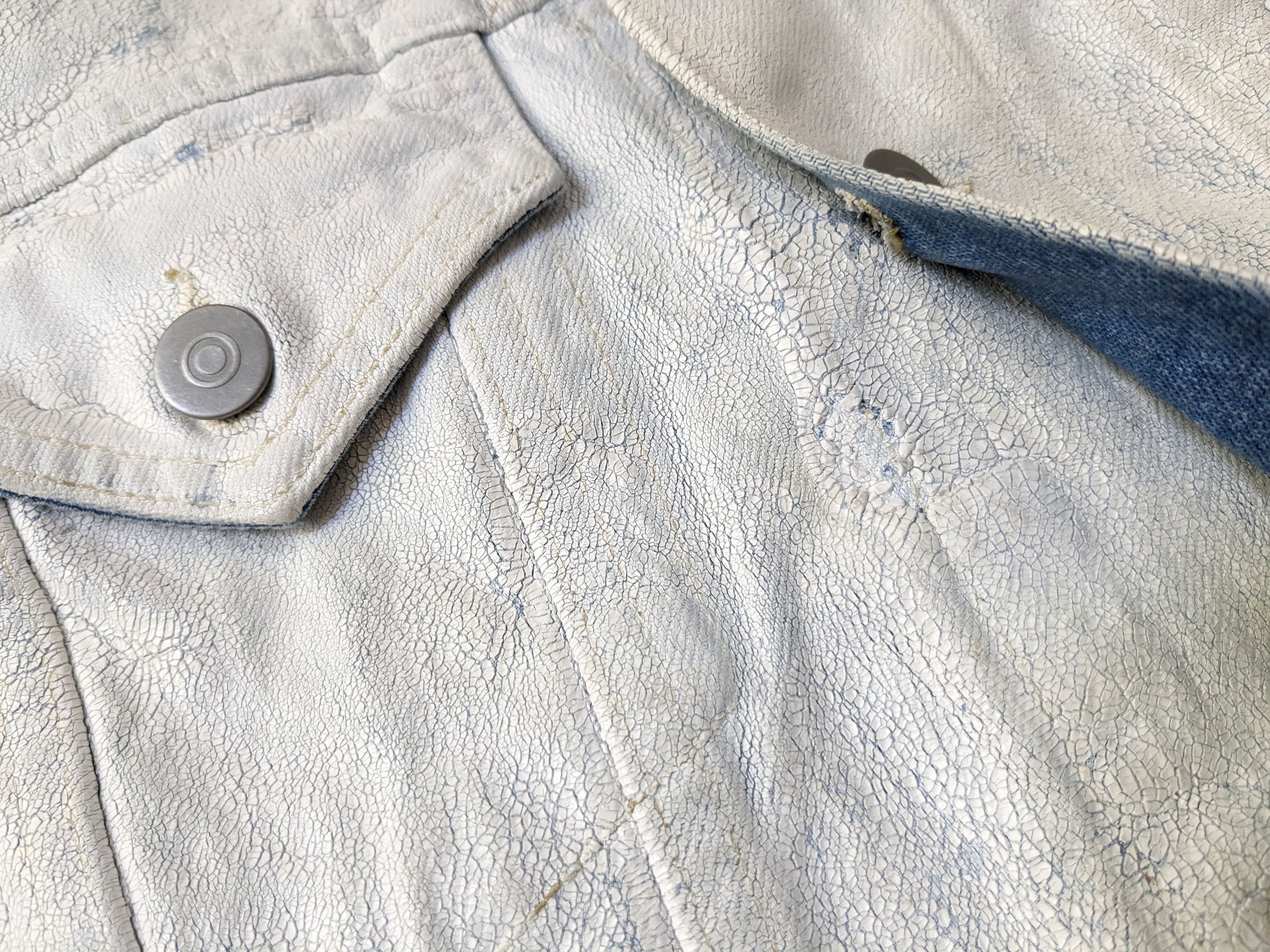 Maison Margiela Maison Margiela Denim Jacket White Paint Blue 46 Collarless Size US M / EU 48-50 / 2 - 12 Thumbnail