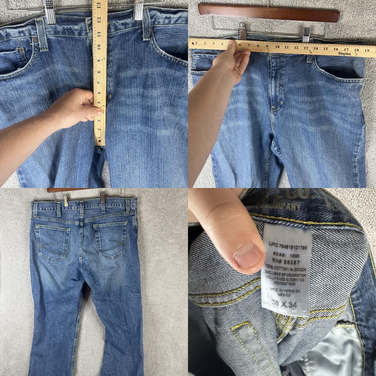 CO Roebuck & Co Jeans Mens 38x34 Blue Relaxed Straight Denim Medium Wash Jeans Size US 38 / EU 54 - 8 Thumbnail